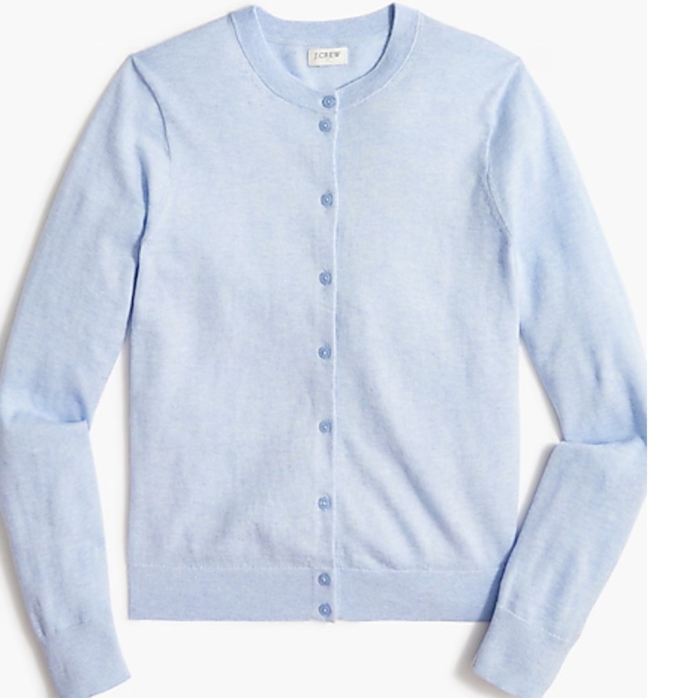 J. Crew Classic cotton cardigan sweater, hthr sky, XS